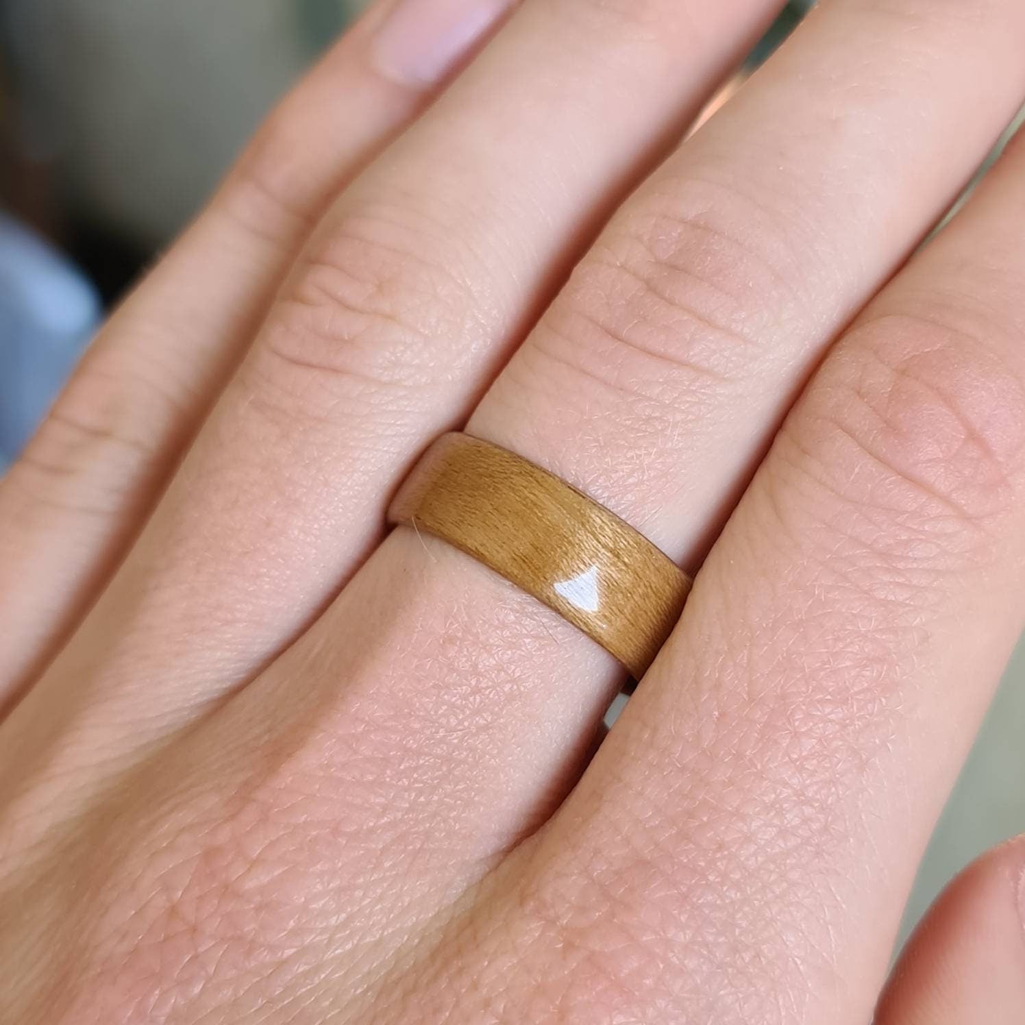 Beech hand made bent wood ring