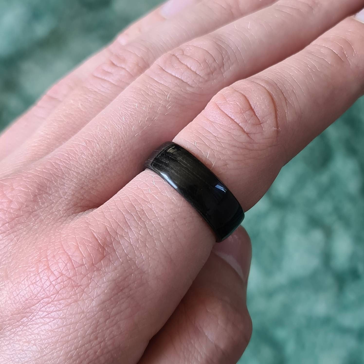 Black oak hand made bent wood ring