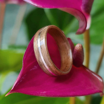 Walnut and sterling silver hand made bent wood ring