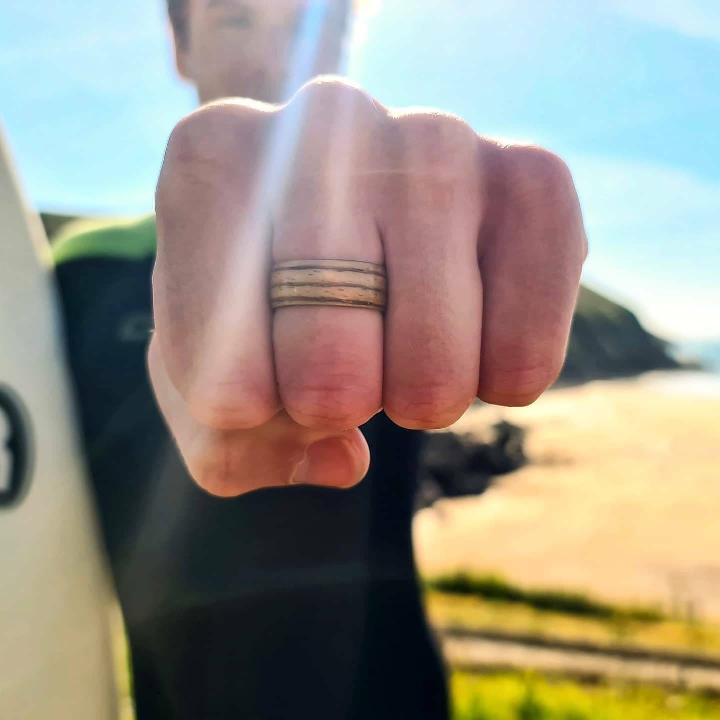 Zebrano hand made bent wood ring