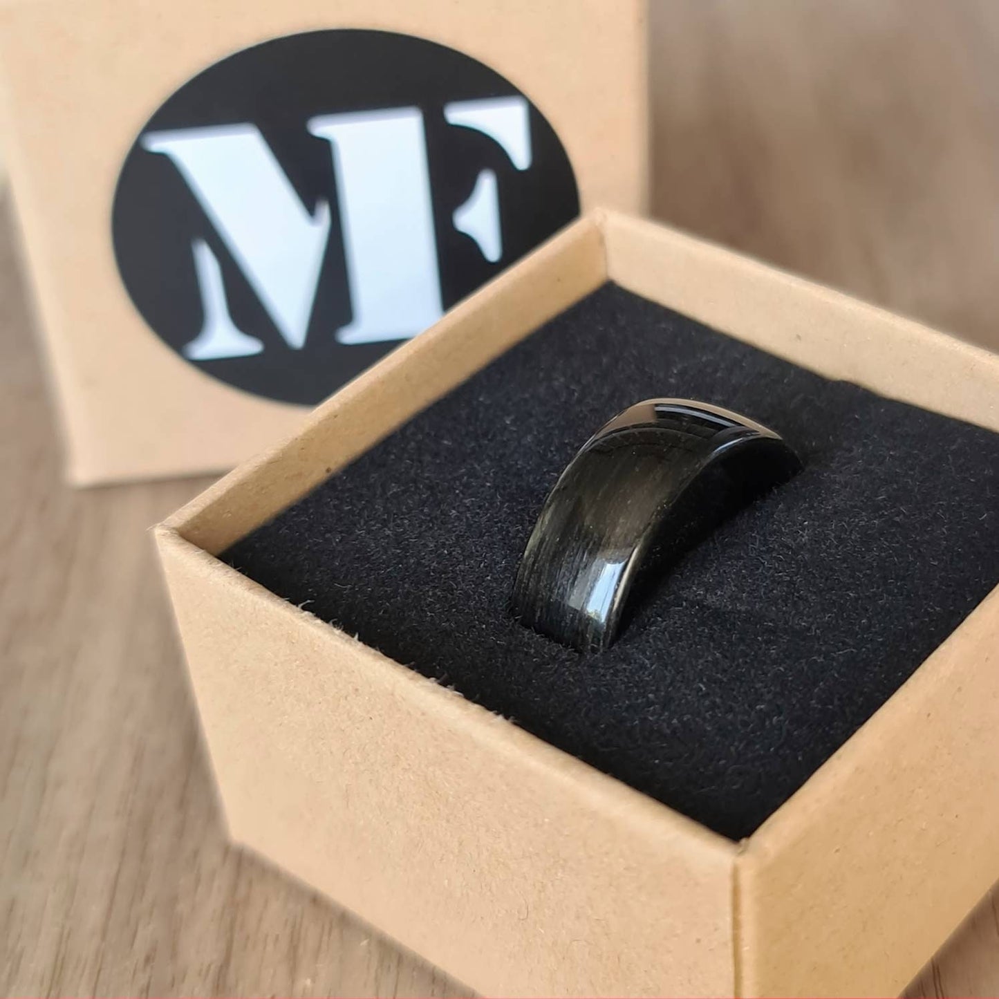 Black oak hand made bent wood ring