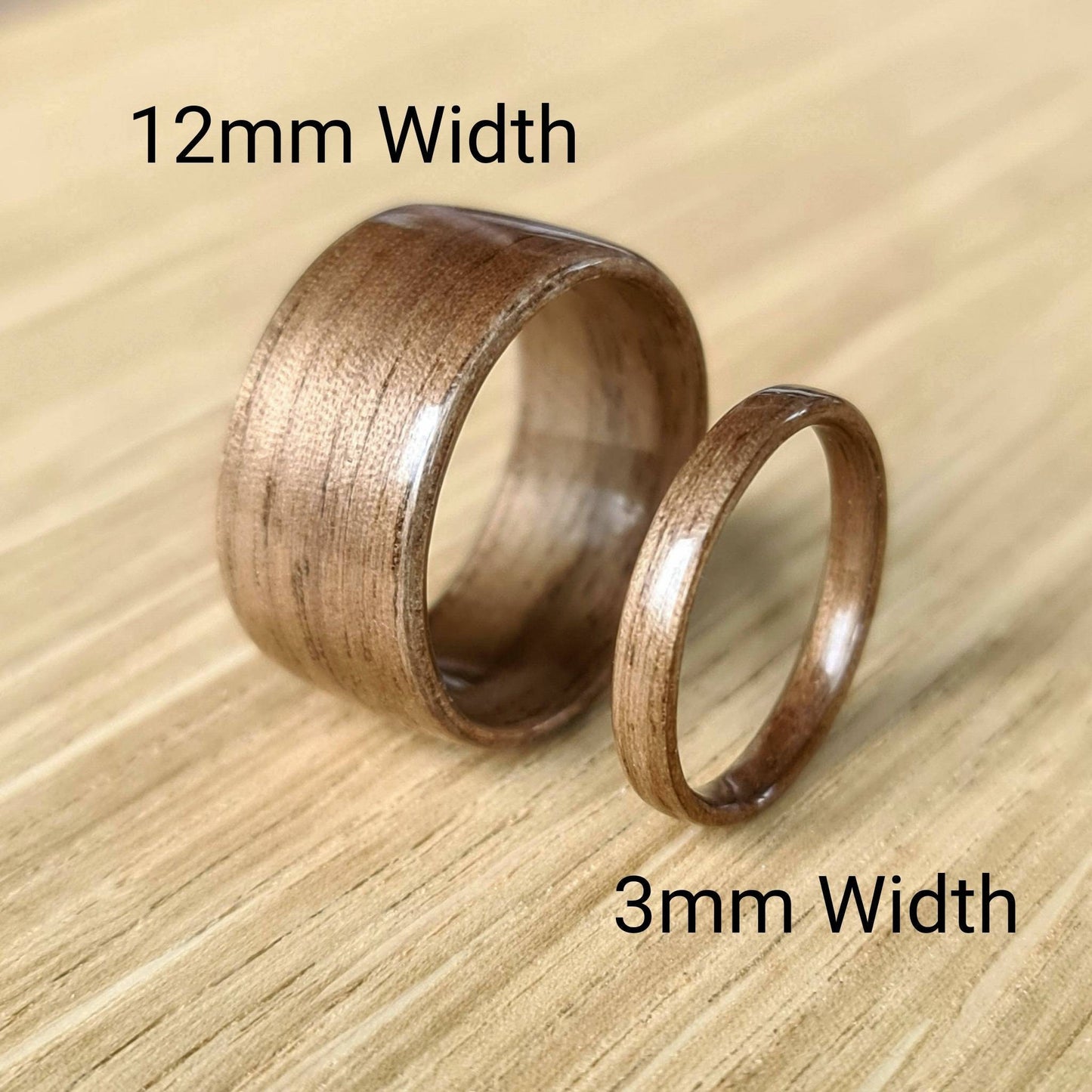 Black oak, walnut & brass hand made bent wood ring