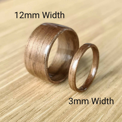 Walnut and ash hand made bent wood ring
