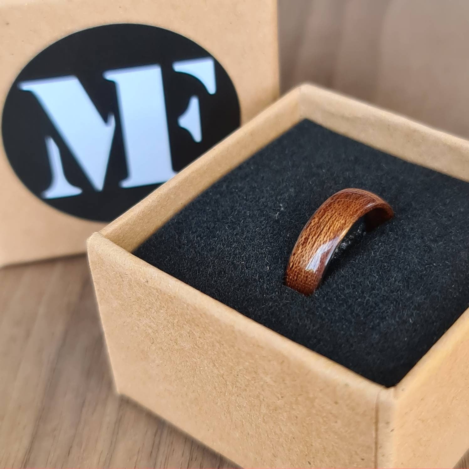 Sapele hand made bent wood ring