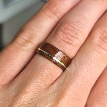 Sapele and sterling silver hand made bent wood ring