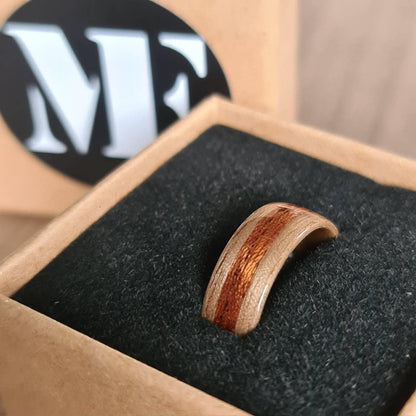 Walnut and sapele hand made bent wood ring