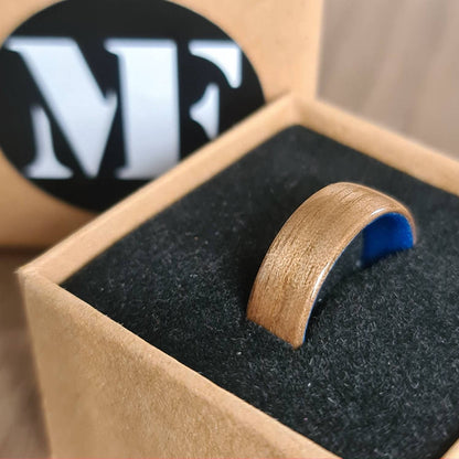 Walnut and blue tulipwood hand made bent wood ring