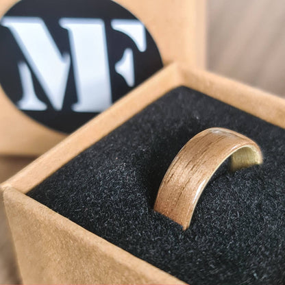 Walnut and ash hand made bent wood ring