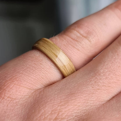 Oak & red tulipwood hand made bent wood ring