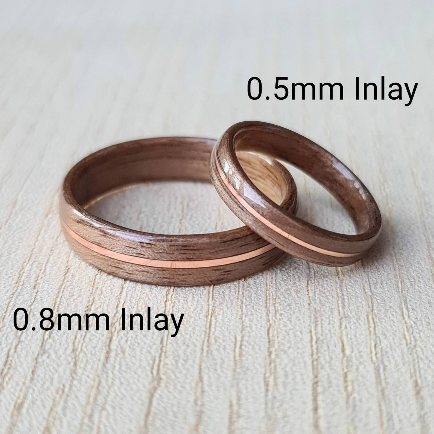 Walnut and double brass ring - Hand made bent wood ring - Wooden wedding band - Engagement ring - Natural jewellery