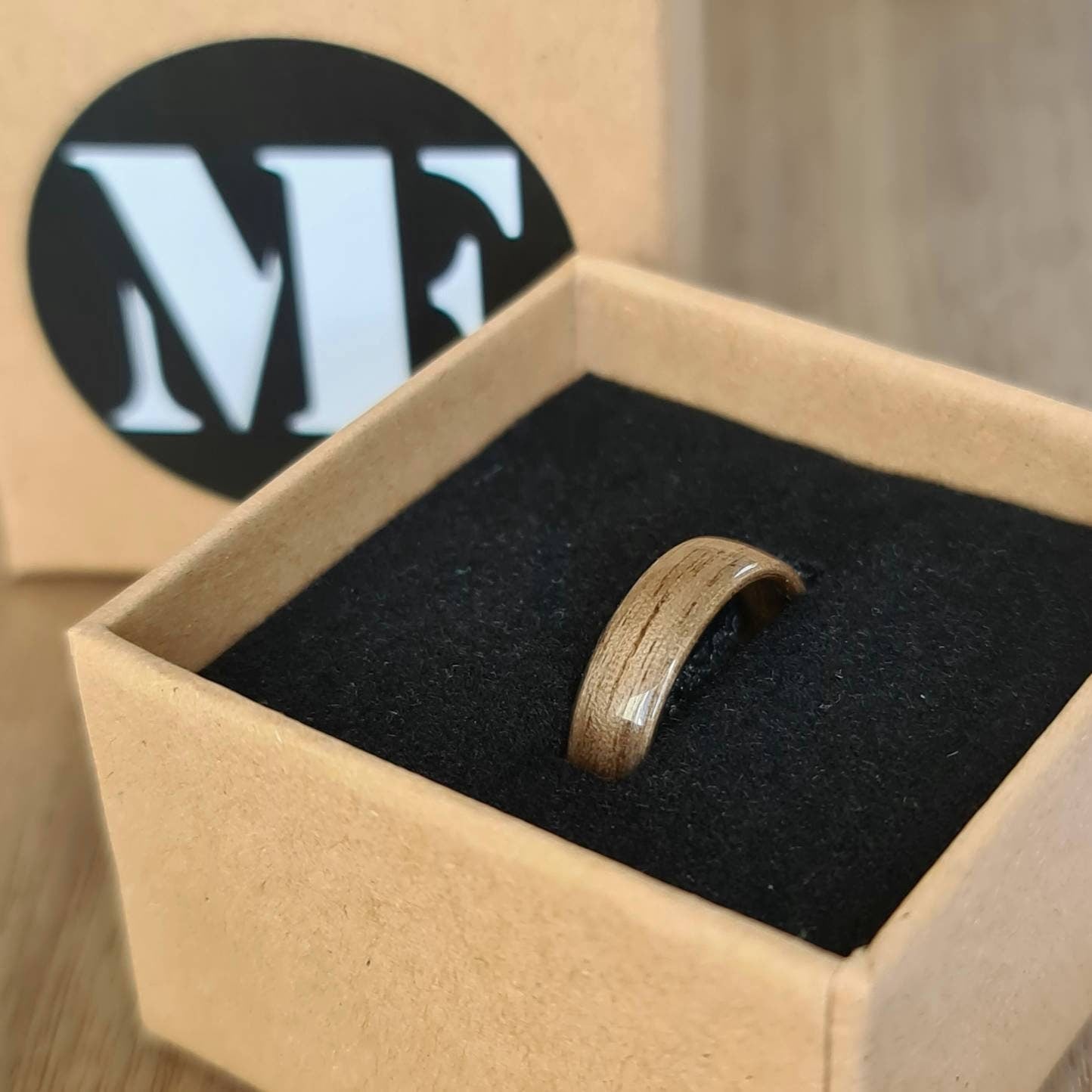 Walnut hand made bent wood ring