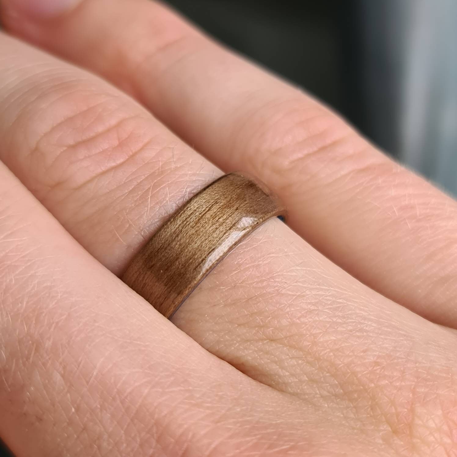 Walnut hand made bent wood ring