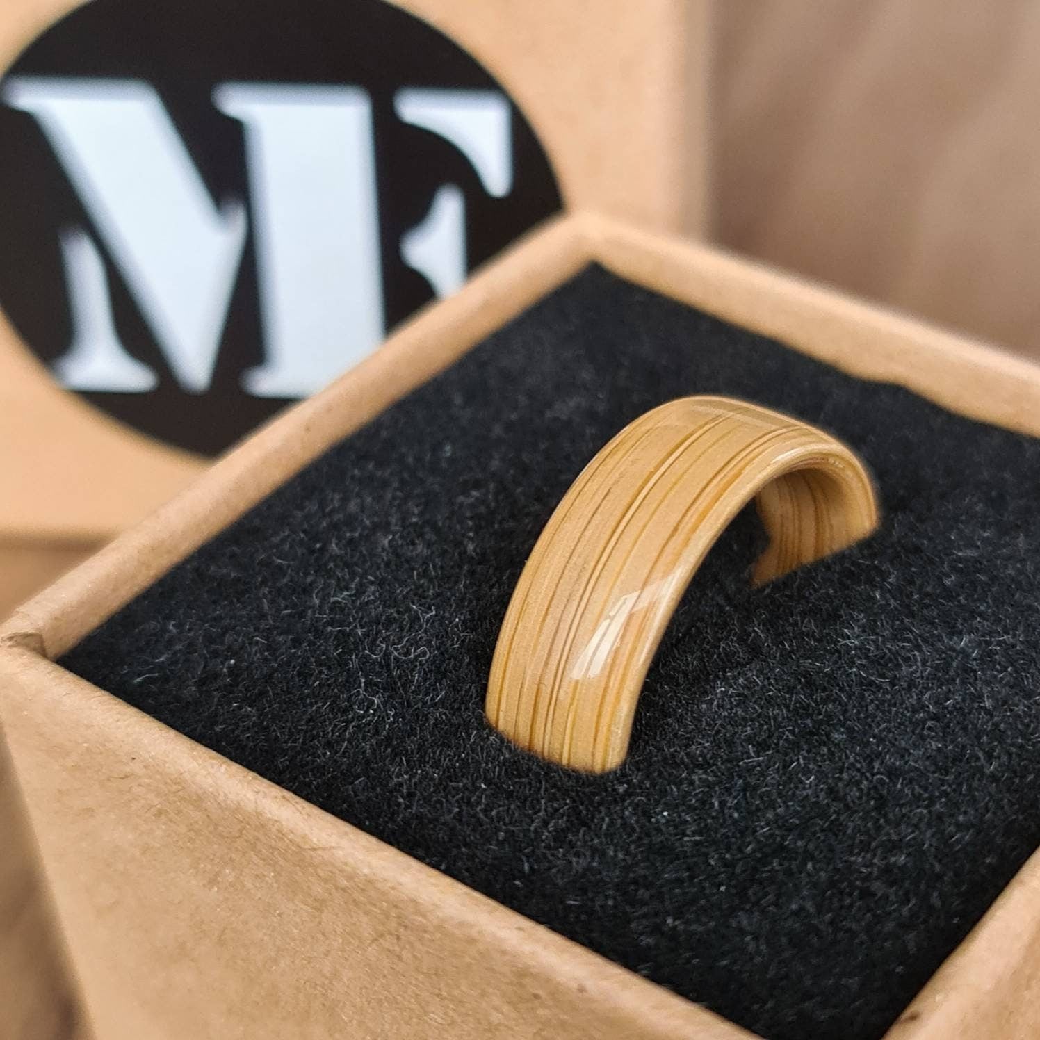 Bamboo hand made bent wood ring