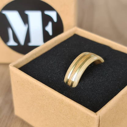 Oak with beach & double brass hand made bent wood ring