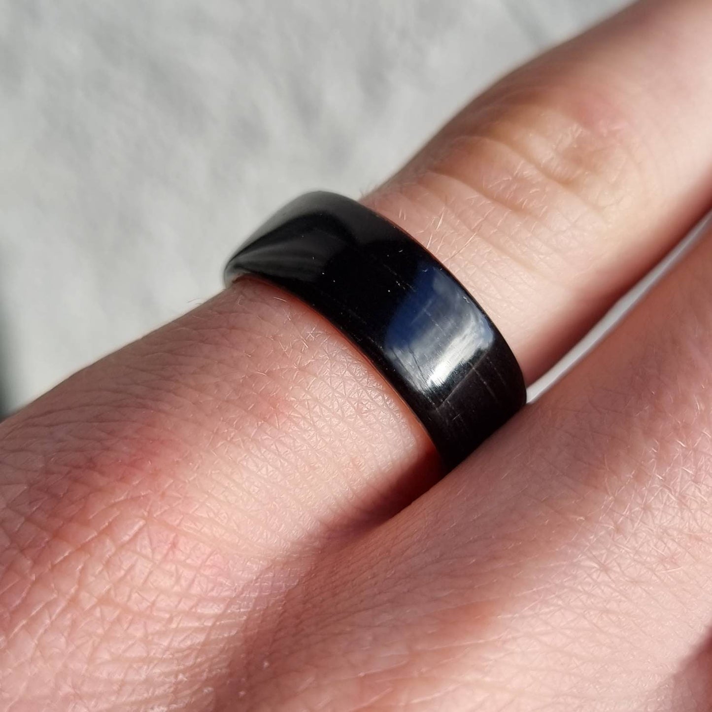 Black oak & orange tulipwood hand made bent wood ring
