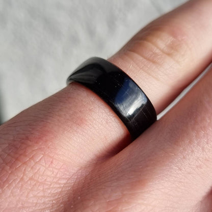 Black oak & orange tulipwood hand made bent wood ring
