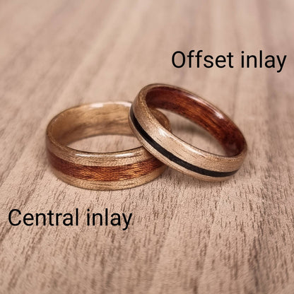 Custom duel wood hand made bent wood ring