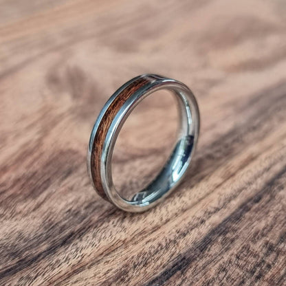 Stainless steel and rosewood ring