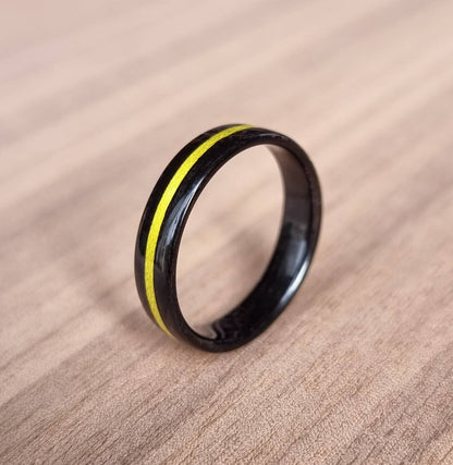 Black oak & yellow tulipwood ring - Hand made bent wood ring - Alternative wooden wedding band - Custom engagement - 5th anniversary gift