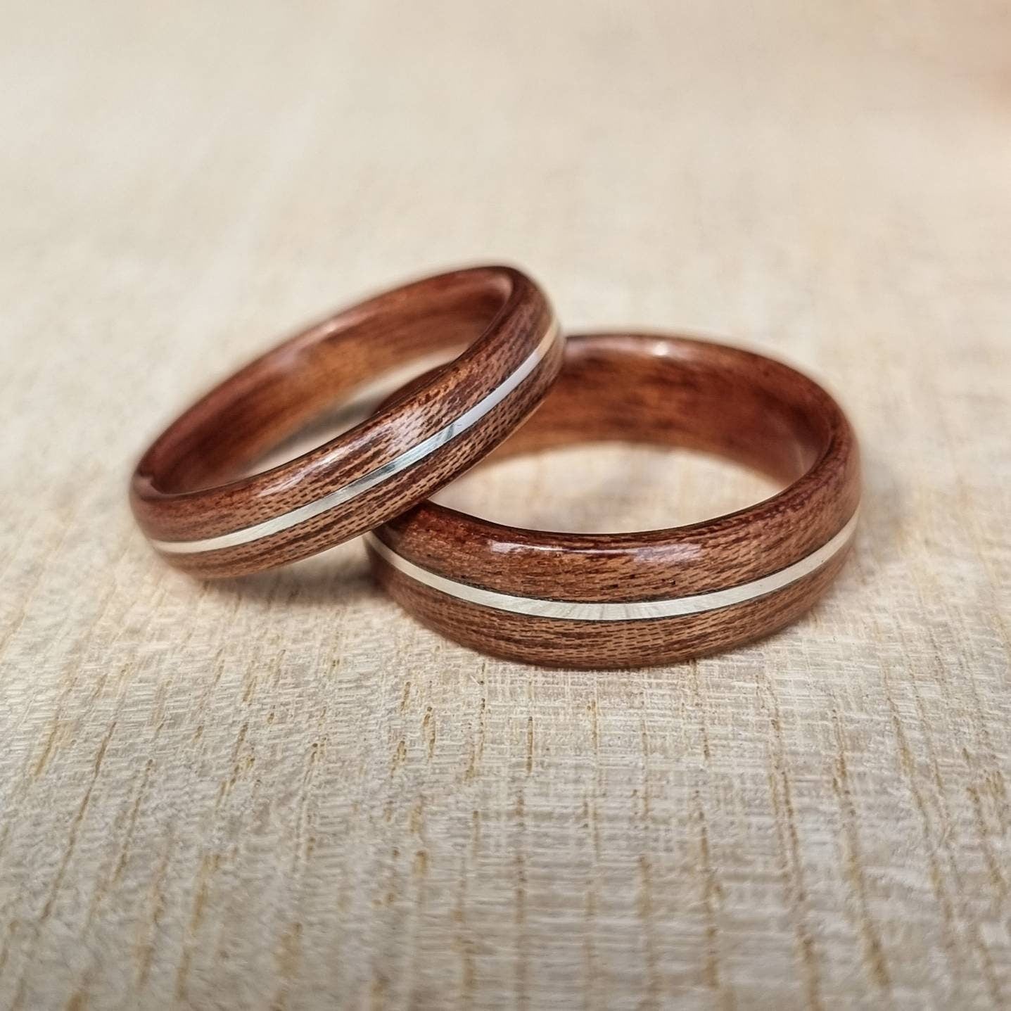 Sapele and sterling silver hand made bent wood ring