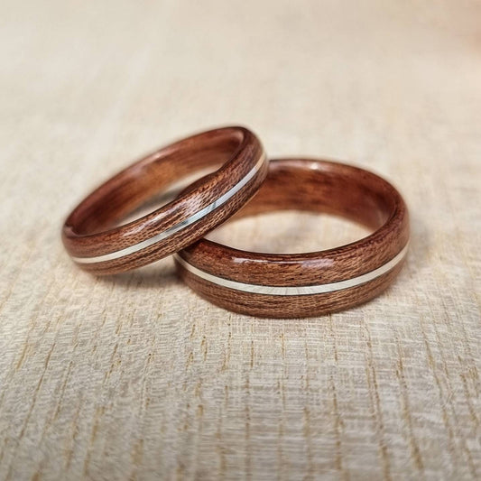 Sapele and sterling silver hand made bent wood ring