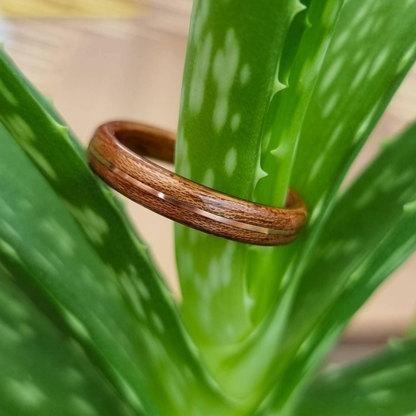 Sapele and copper hand made bent wood ring