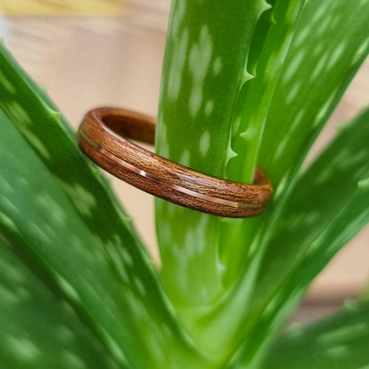 Sapele and copper hand made bent wood ring
