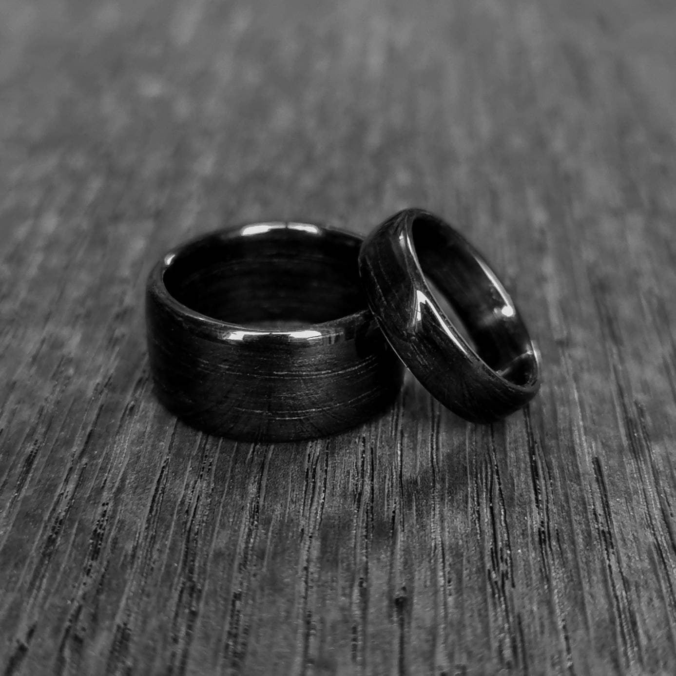 Black oak hand made bent wood ring