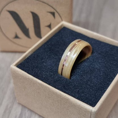 Oak & copper hand made bent wood ring