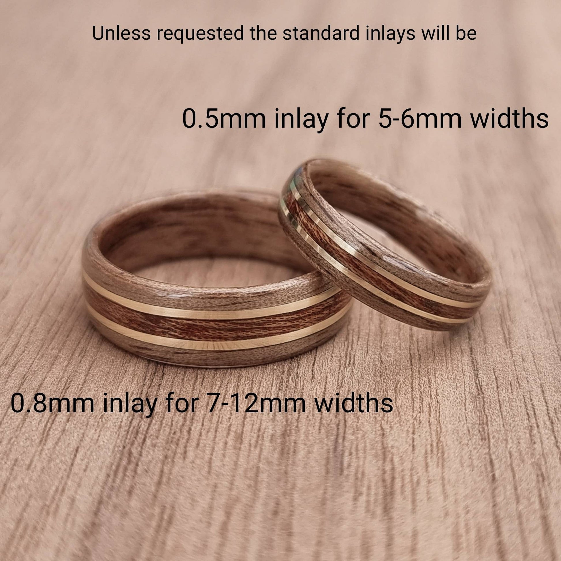 Custom duel wood & metal inlay hand made bent wood ring