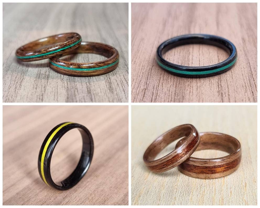 Custom duel wood hand made bent wood ring