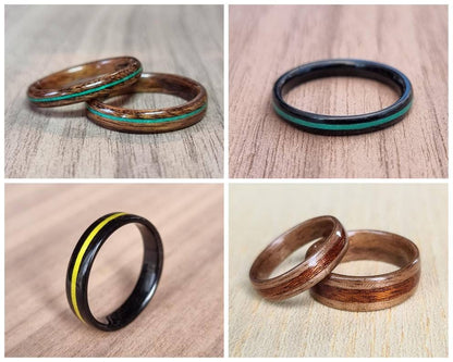 Custom duel wood hand made bent wood ring