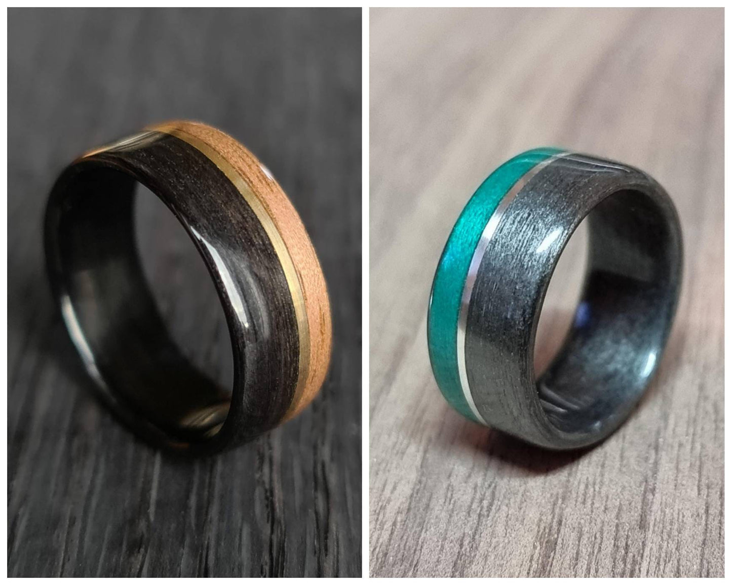Custom wood & metal hand made bent wood ring