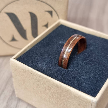Rosewood and brass hand made bent wood ring