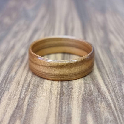 Olive wood hand made bent wood ring