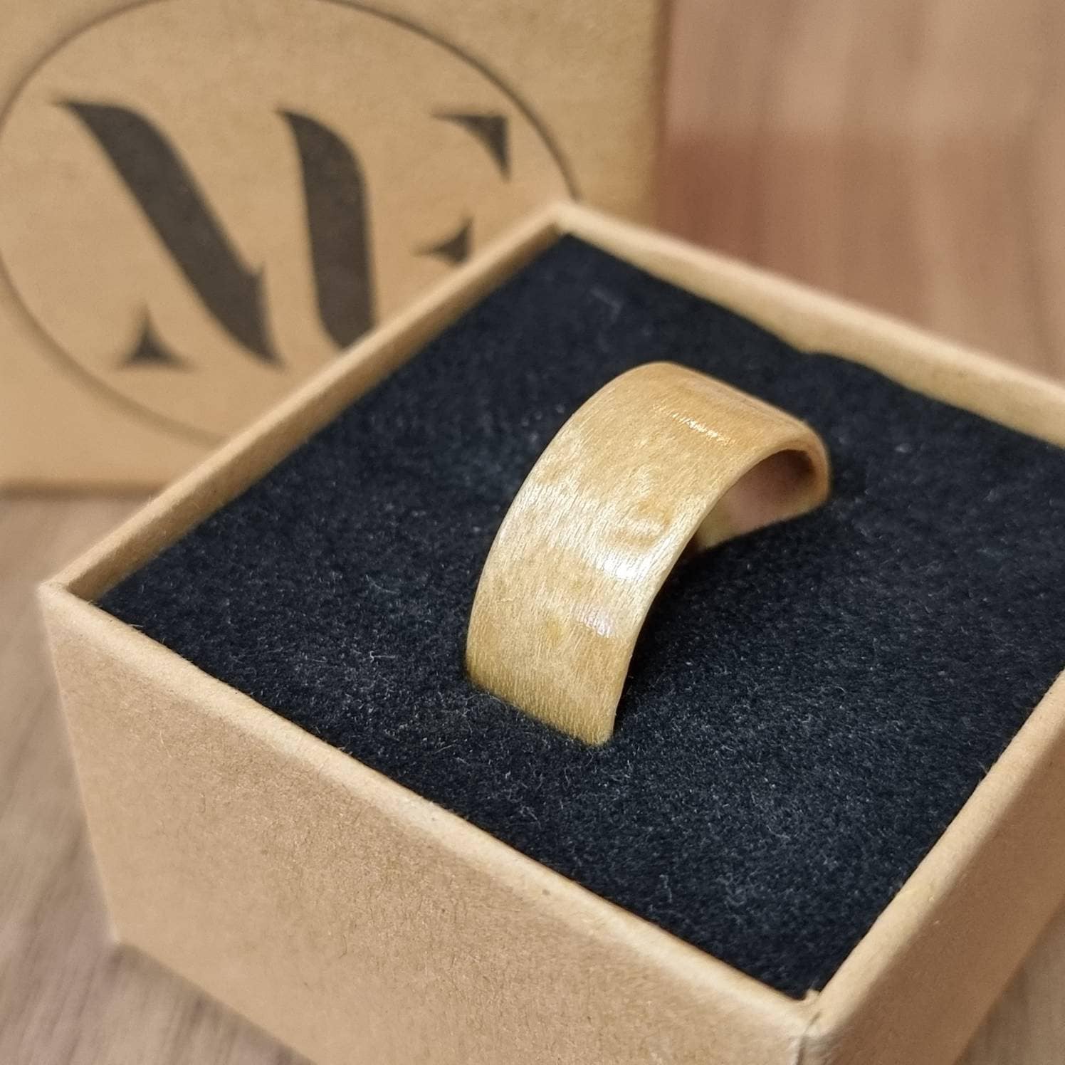 Birdseye maple hand made bent wood ring