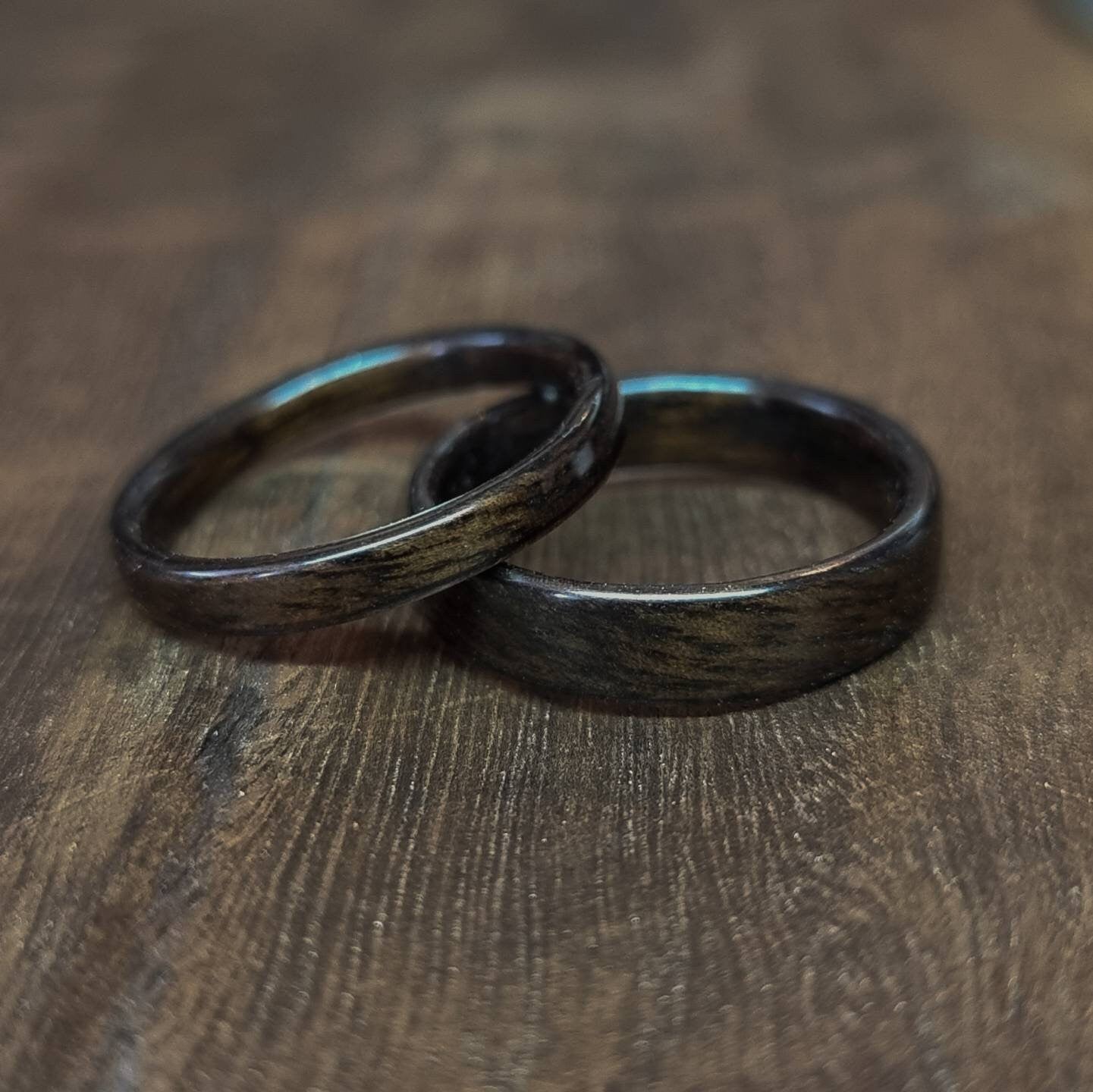 Smoked eucalyptus hand made bent wood ring