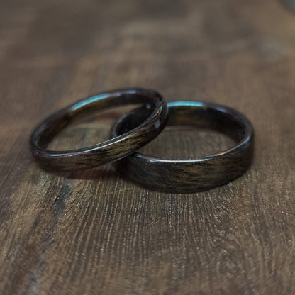 Smoked eucalyptus hand made bent wood ring