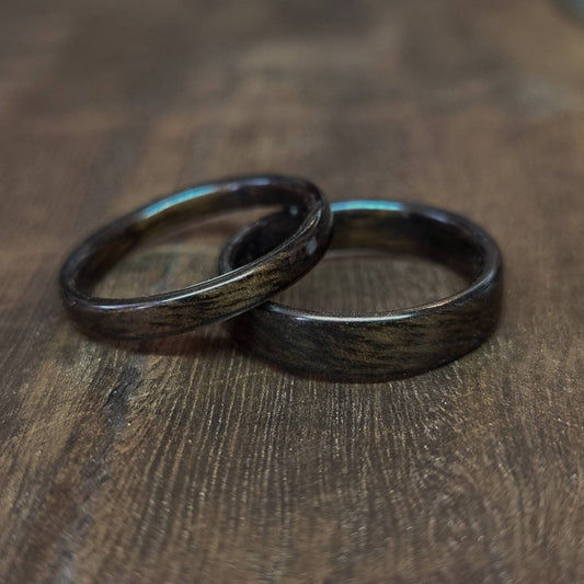 Smoked eucalyptus hand made bent wood ring