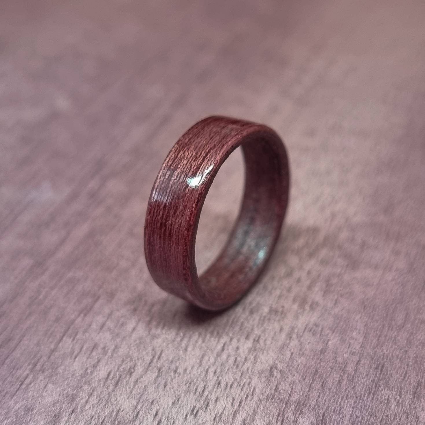 Purple heartwood ring - Bespoke hand made bent wood ring - Custom wooden wedding band - Alternative engagement - 5th anniversary gift