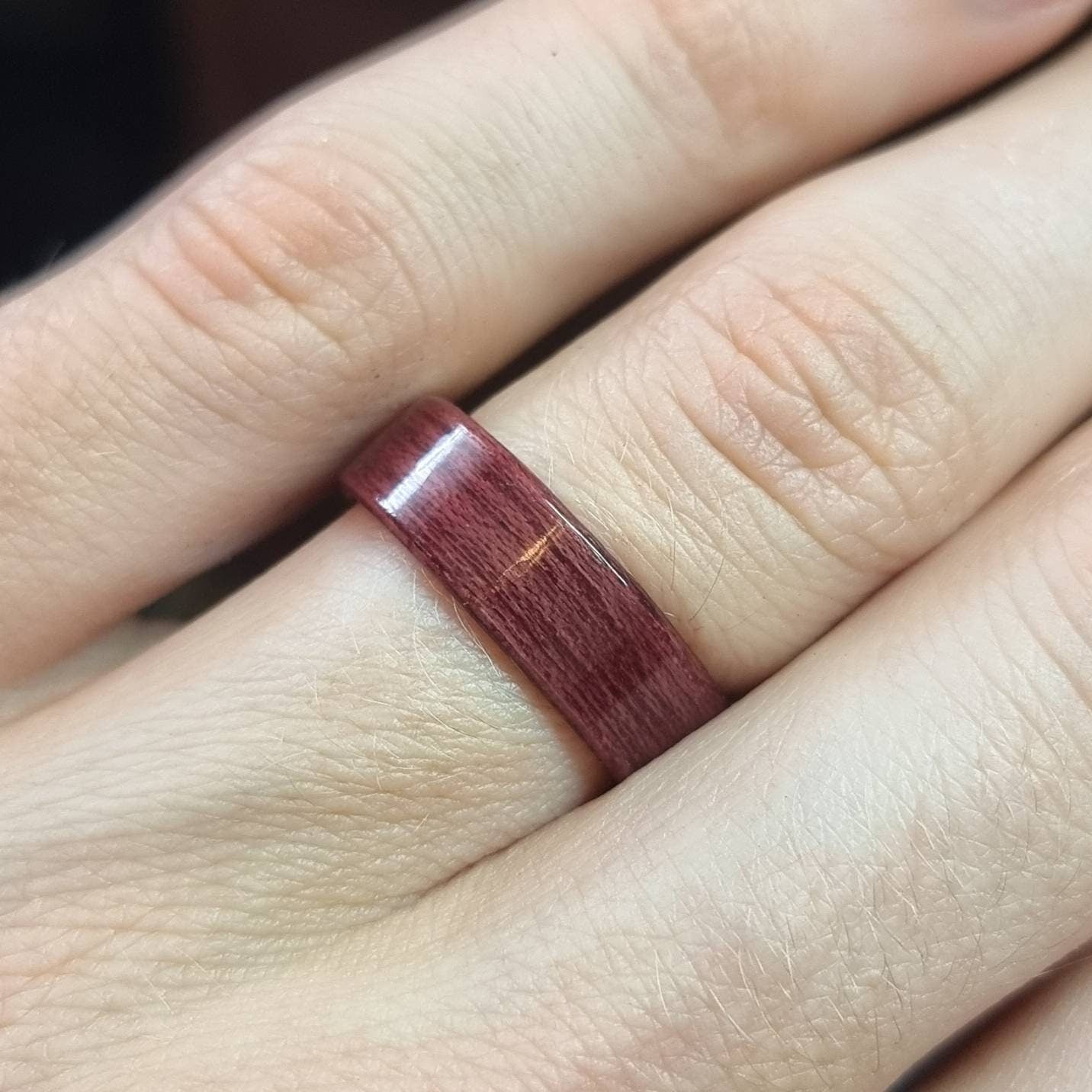 Purple heartwood hand made bent wood ring