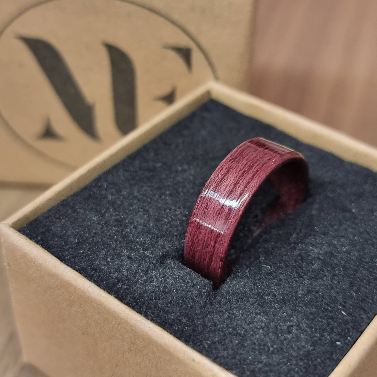 Purple heartwood ring - Bespoke hand made bent wood ring - Custom wooden wedding band - Alternative engagement - 5th anniversary gift