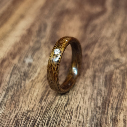 Rosewood and diamond ring - Hand made bent wood ring - Wooden wedding band - Engagement ring - Natural jewellery