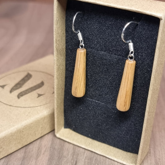 Oak and sterling silver dangle / drop earrings - Wooden earrings - Natural earrings
