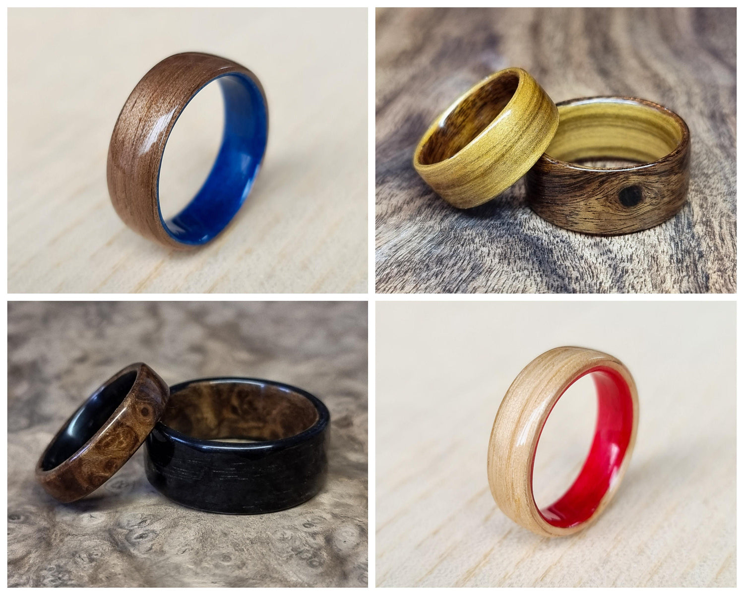 Custom duel wood hand made bent wood ring