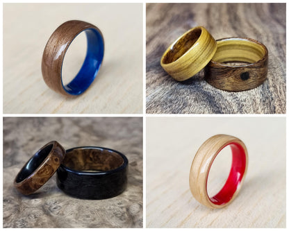 Custom duel wood hand made bent wood ring