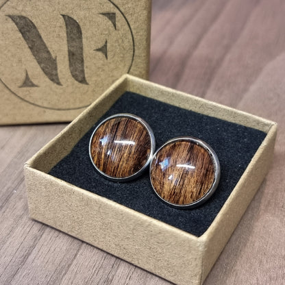 Custom wood & Stainless steel cufflinks - wooden wedding cufflinks - suit accessories - groomsmen gift