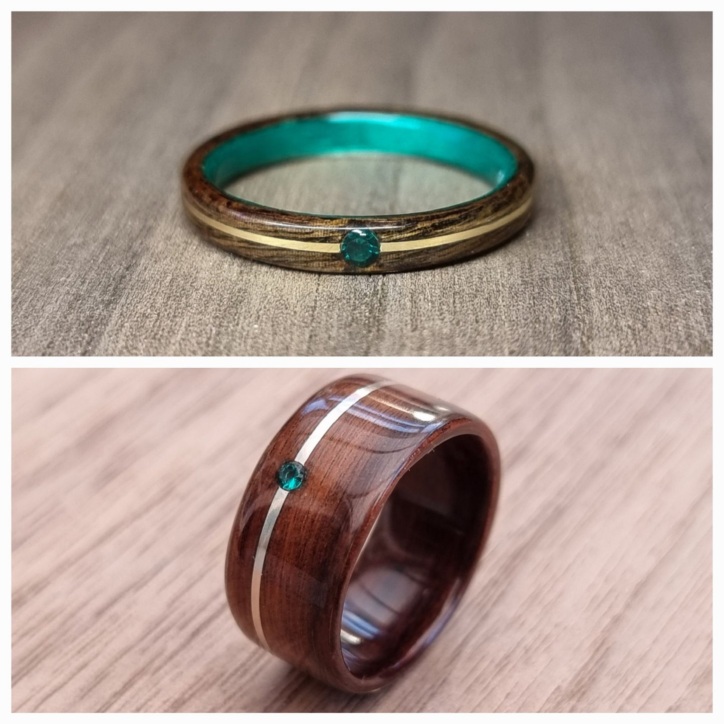 Custom wood metal & gemstone ring - Bespoke Hand made bent wood - Alternative wooden wedding band - Custom engagement ring - 5th anniversary