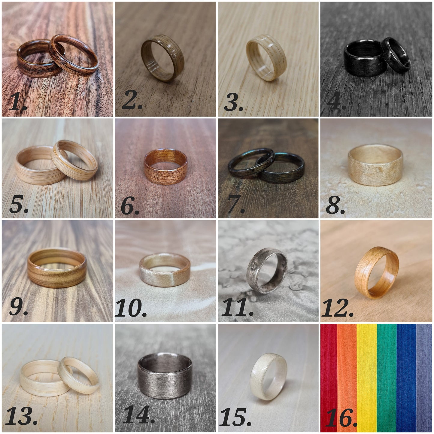 Custom wood metal & gemstone hand made bent wood ring