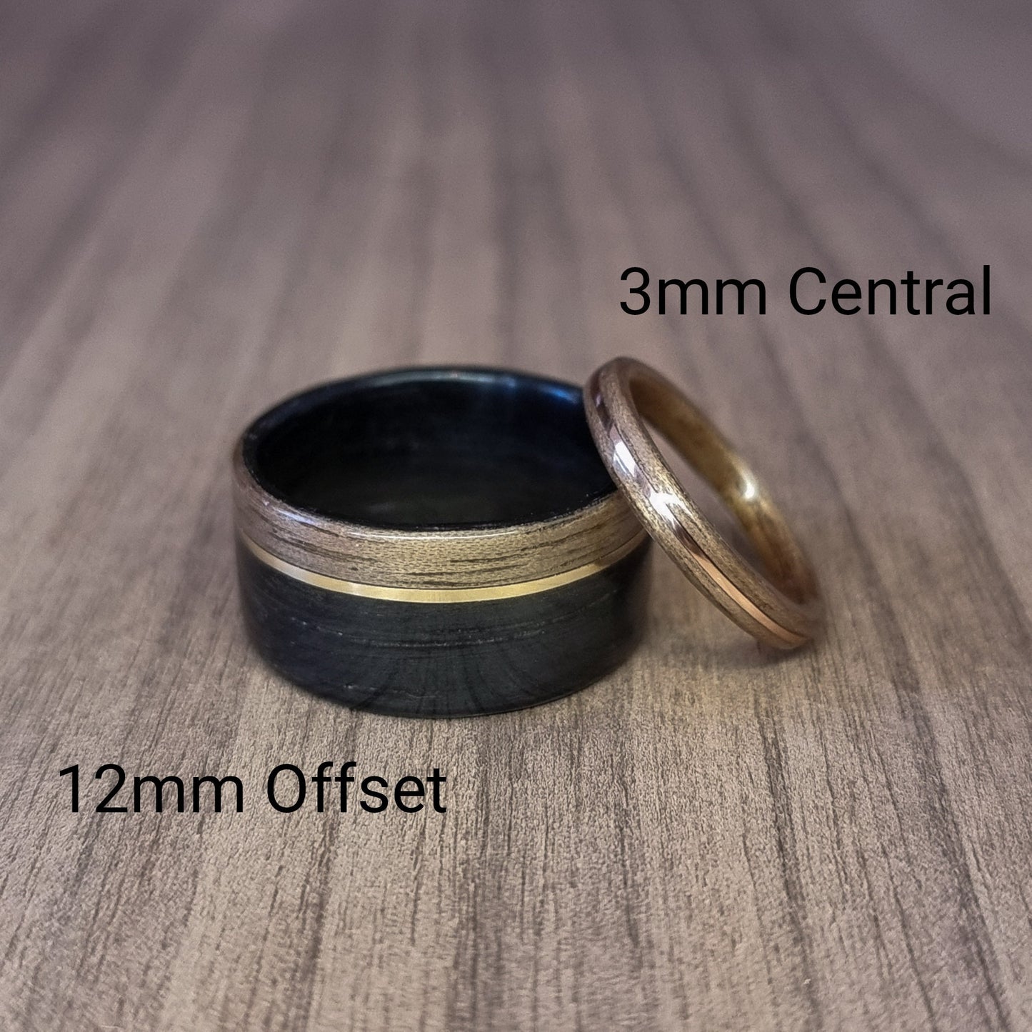 Rosewood and double brass hand made bent wood ring